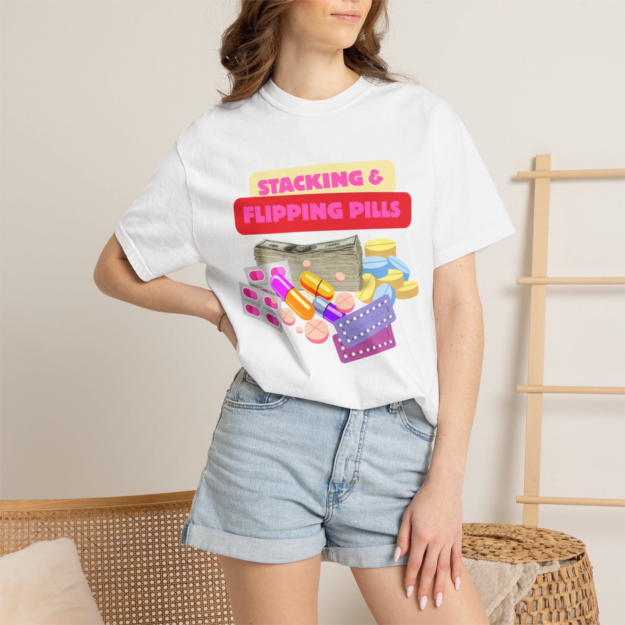 Stacking & Flipping Pills Graphic T-Shirt