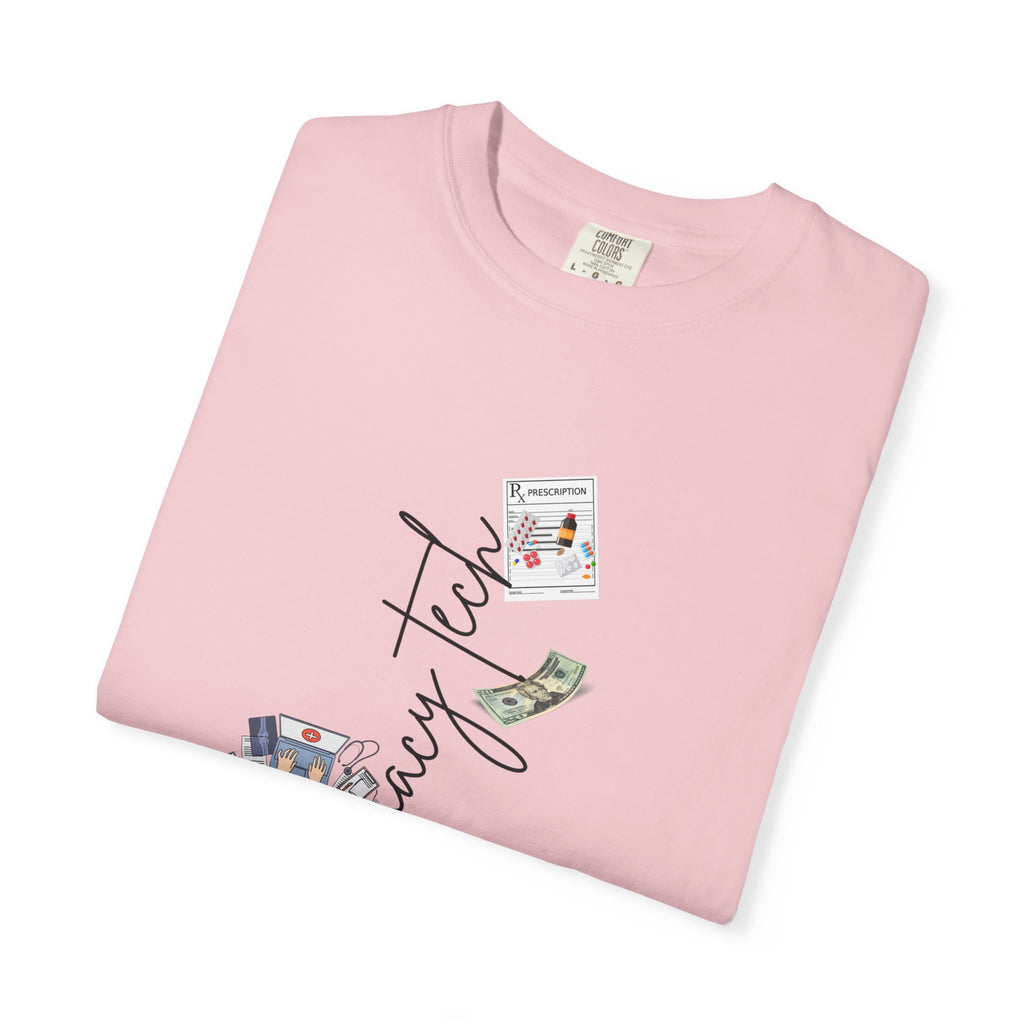 Pharmacy Tech Graphic T-Shirt — 'Pharmacy Tech' Script with Pills & Tools