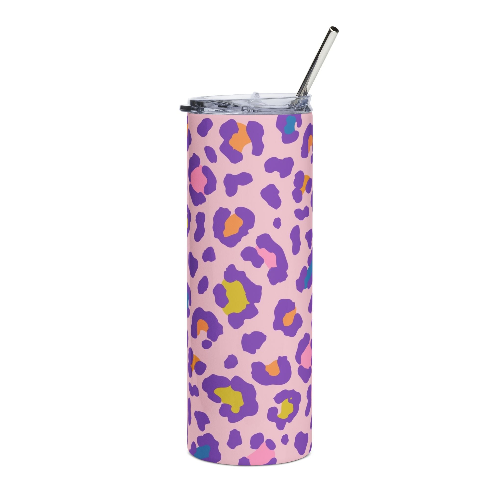 20oz Stainless Steel Tumbler — Pink Colorful Leopard Print Travel Cup