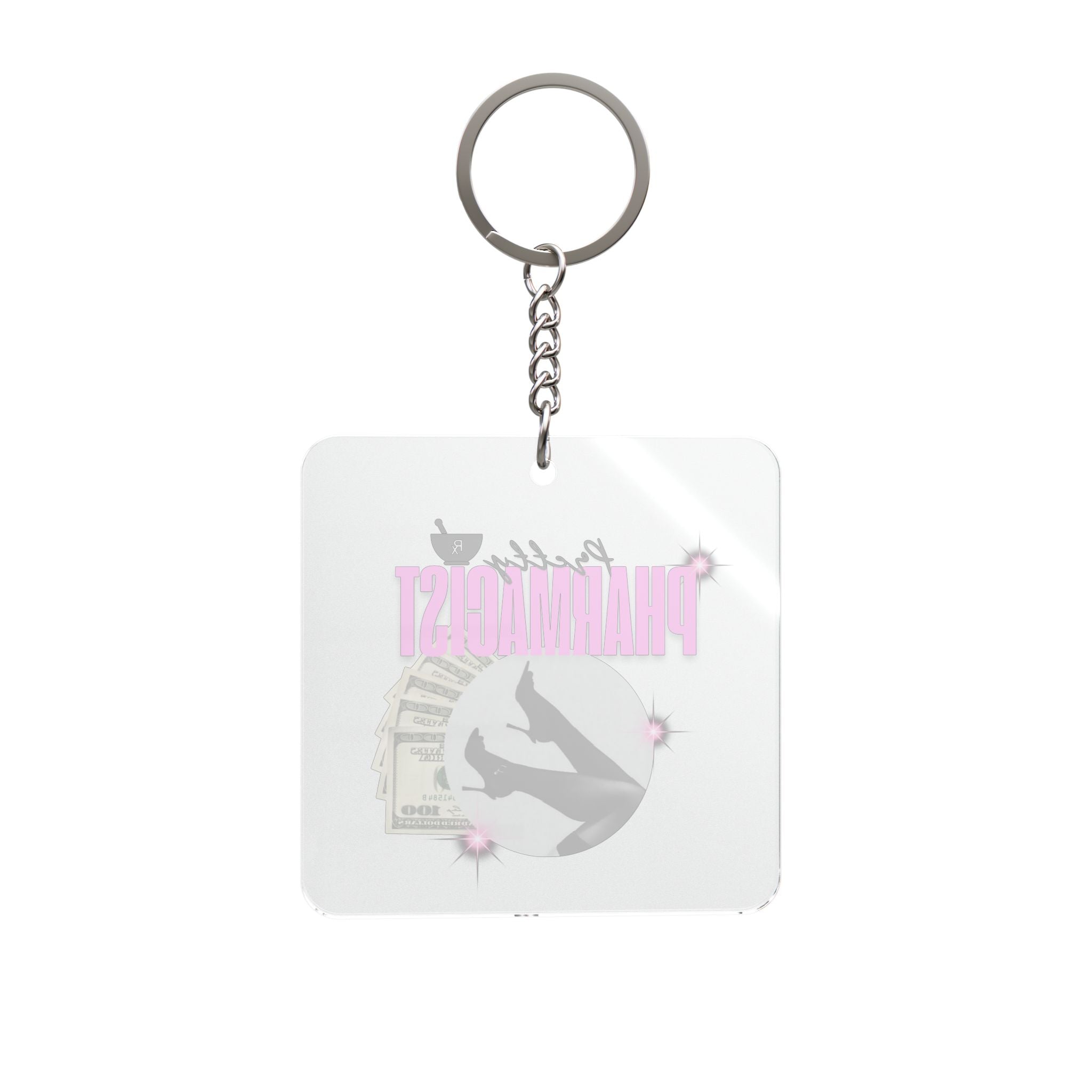 Square Keychain – Repeating Pretty  Pharmacist Keyring