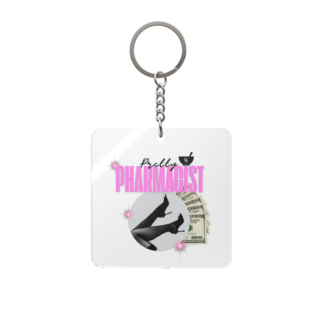 Square Keychain – Repeating Pretty  Pharmacist Keyring