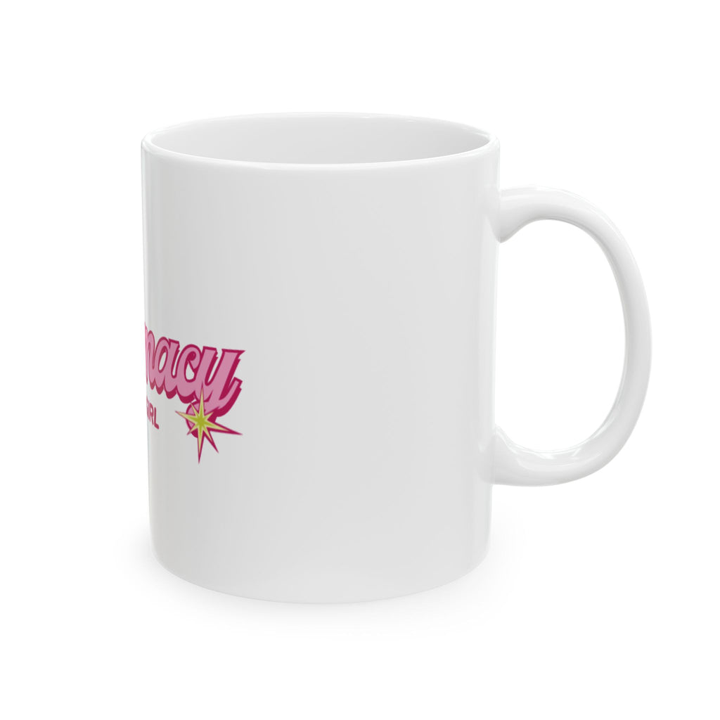 Pharmacy Tech Girl Ceramic Mug – Cute Pink Script Coffee Cup (11oz/15oz)