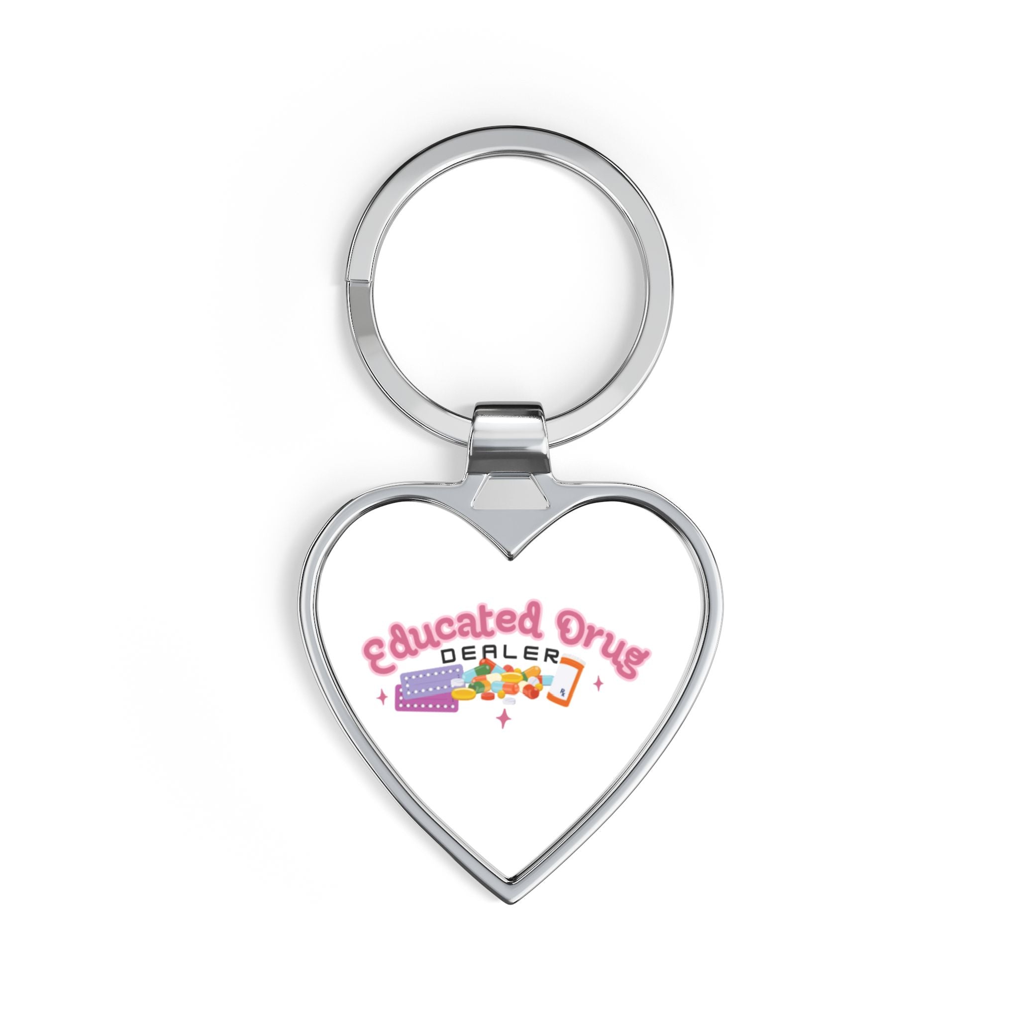 Heart Keychain – "Educated Drug Dealer" Novelty Keyring (Pharmacist/Pharm Tech Gift)