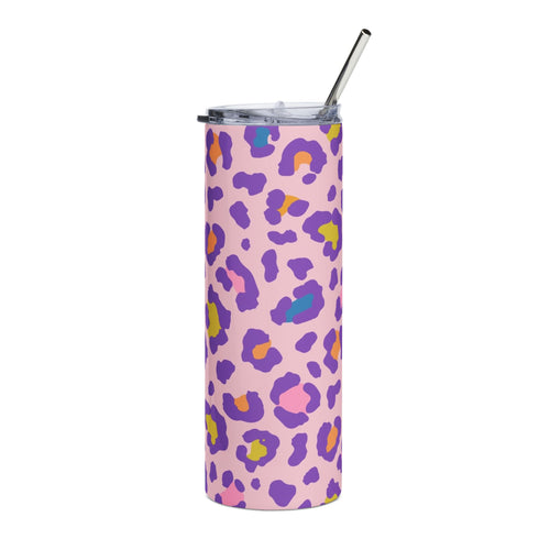 20oz Stainless Steel Tumbler — Pink Colorful Leopard Print Travel Cup