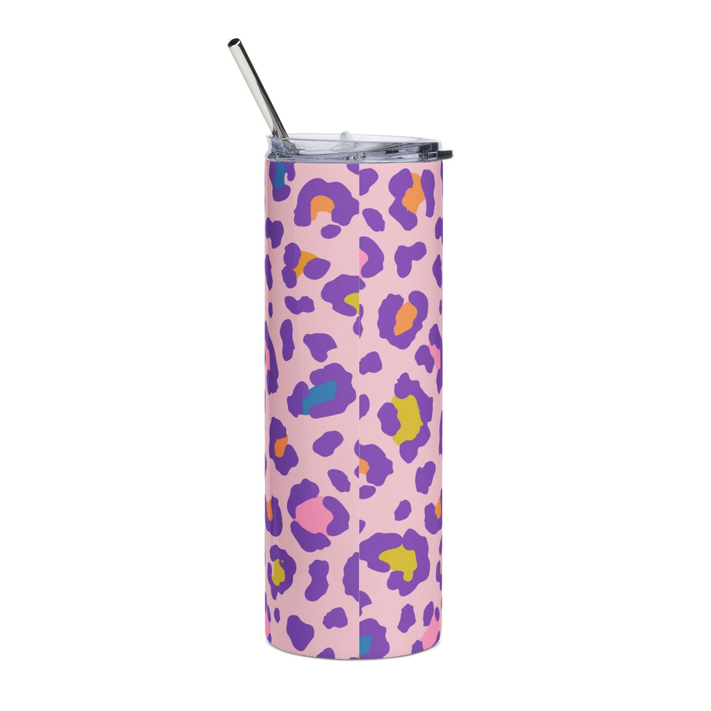 20oz Stainless Steel Tumbler — Pink Colorful Leopard Print Travel Cup