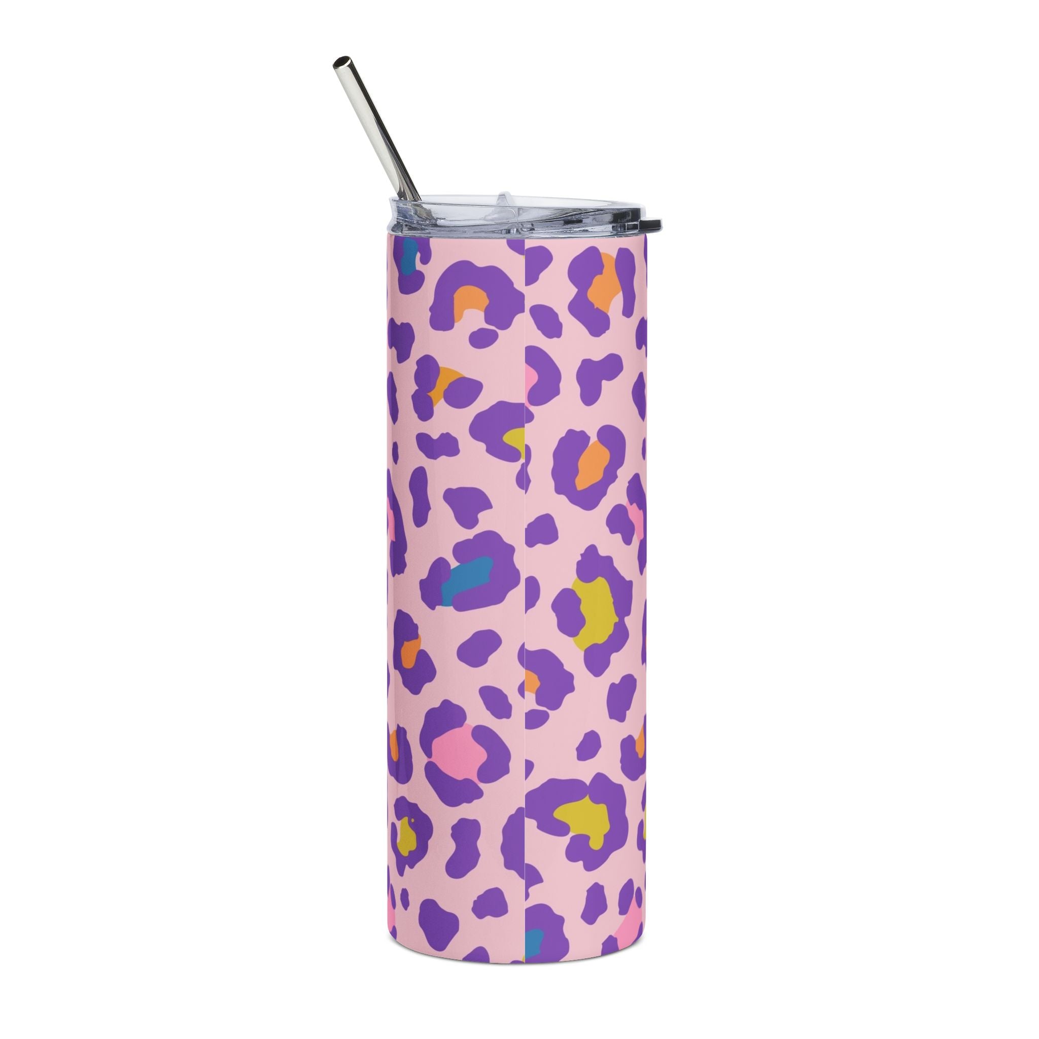 20oz Stainless Steel Tumbler — Pink Colorful Leopard Print Travel Cup