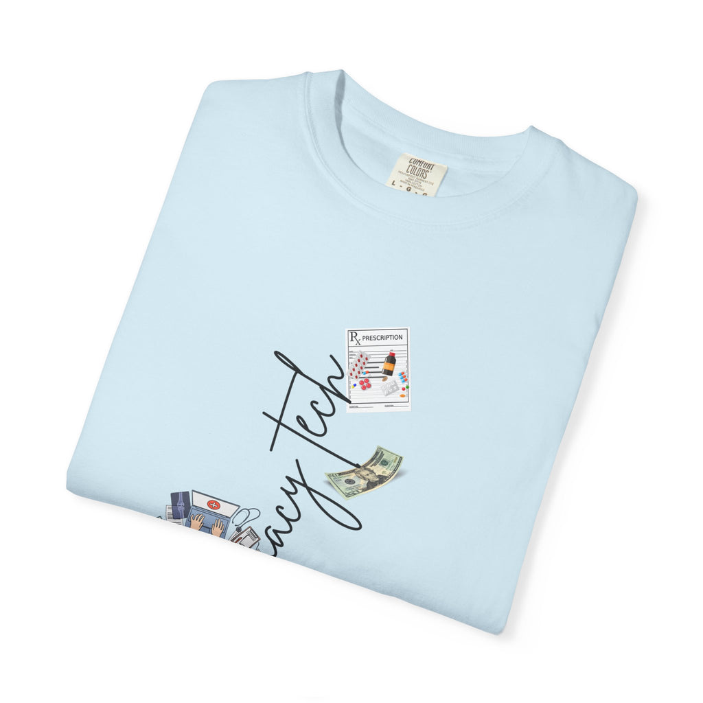 Pharmacy Tech Graphic T-Shirt — 'Pharmacy Tech' Script with Pills & Tools
