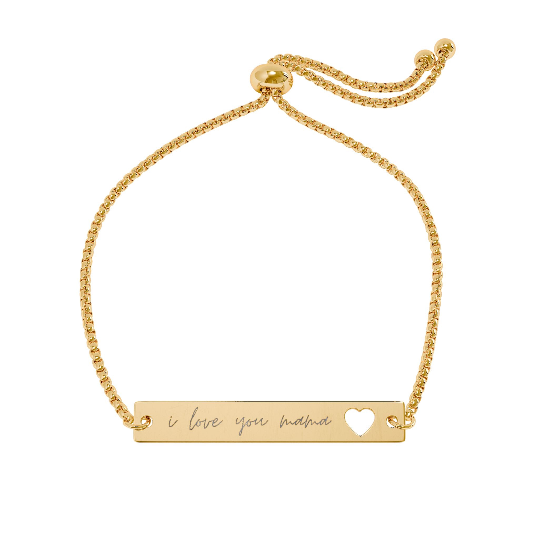 Engravable Heart Cutout Bar Bracelet — Adjustable Personalized Name Bracelet